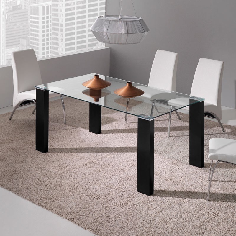 Mesa "matte" cristal negra 160 cm - Ibele Home