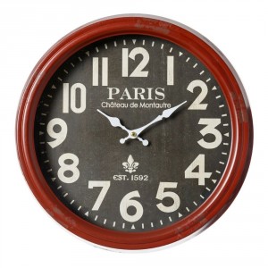 Reloj metal "Château de Montaute" rojo 38 x 38 cm